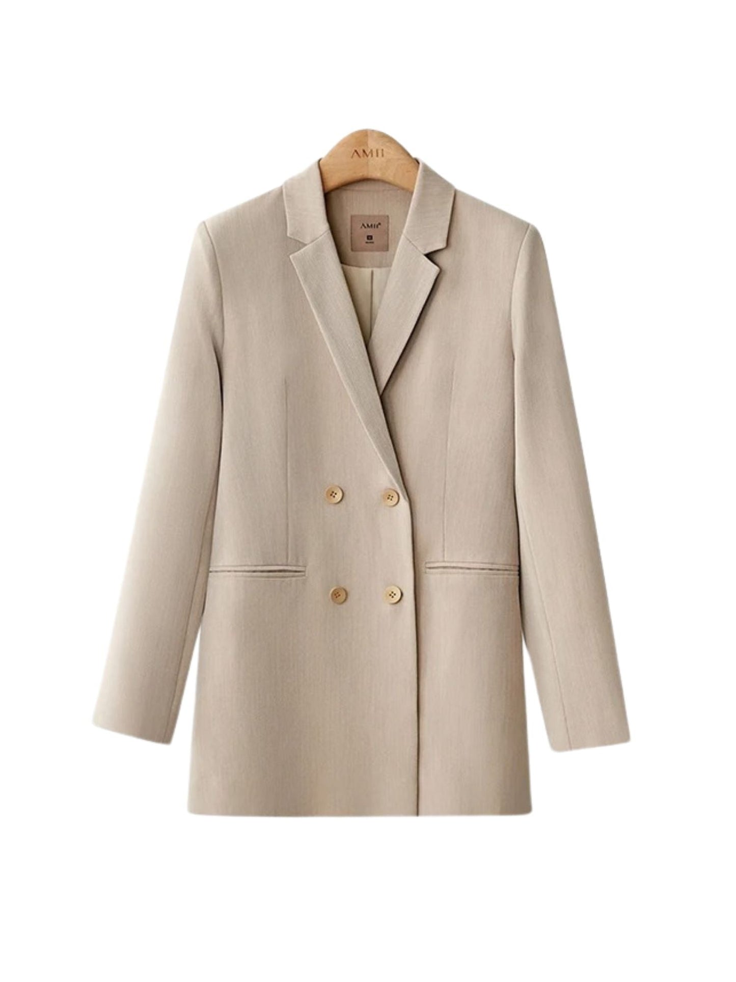 Beige oversized blazer displayed on a hanger