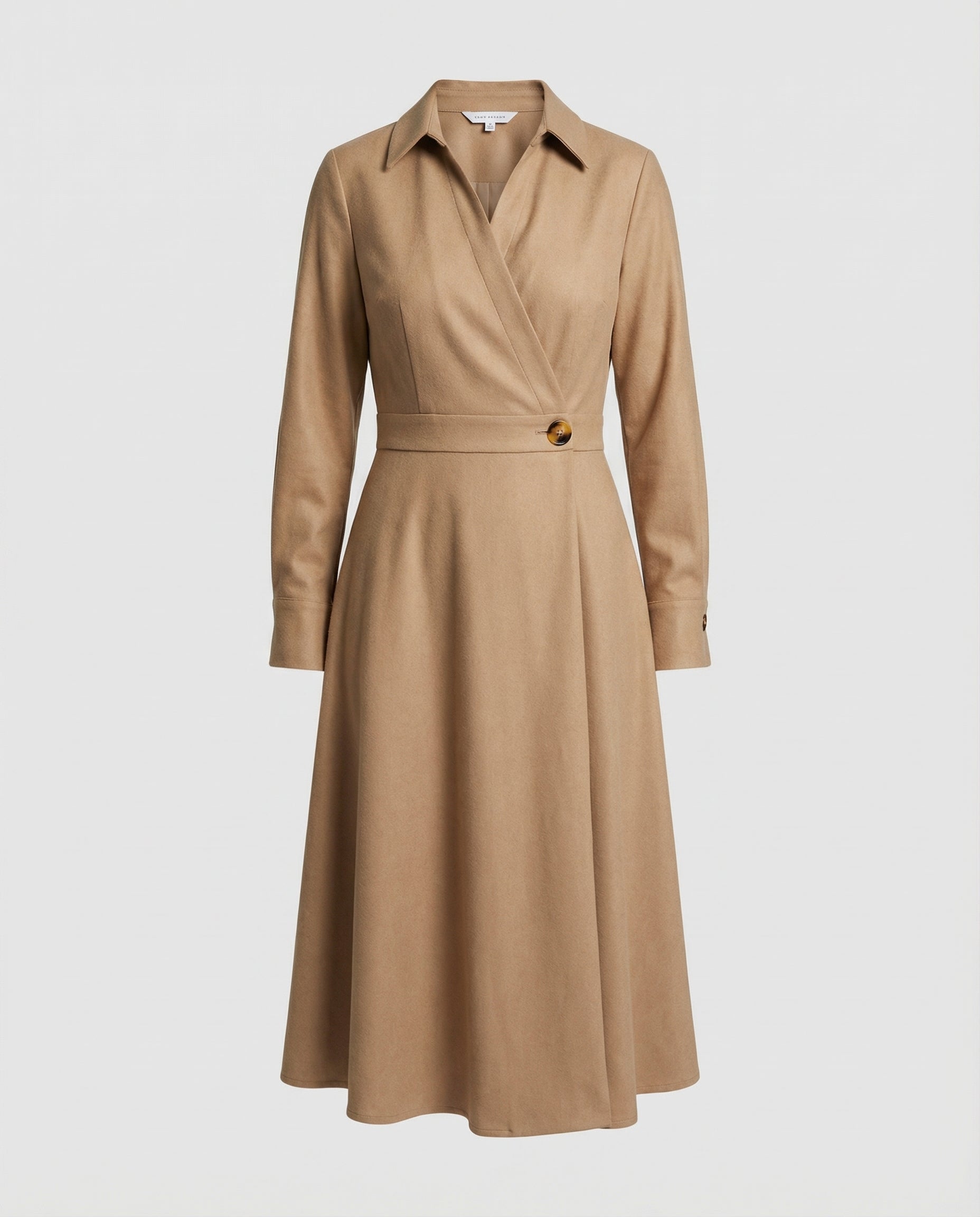 Beige trench coat on a light gray background